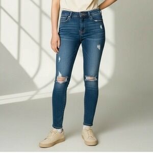 Joe's Women Jeans Blue 4 Mary Dark Wash Mid Rise Denim Ankle Distressed Grunge